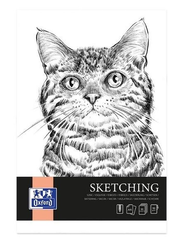 Oxford, blok artystyczny szkicowy, A4, 50K, 90g, klejony
