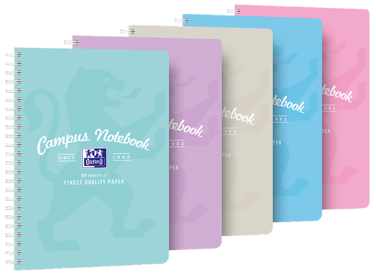 Oxford, Campus, kołozeszyt B5, 80 kartek, kratka, Pastel, 1 szt.