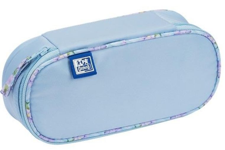 Oxford, Flowers, piórnik, owalny, niebieski