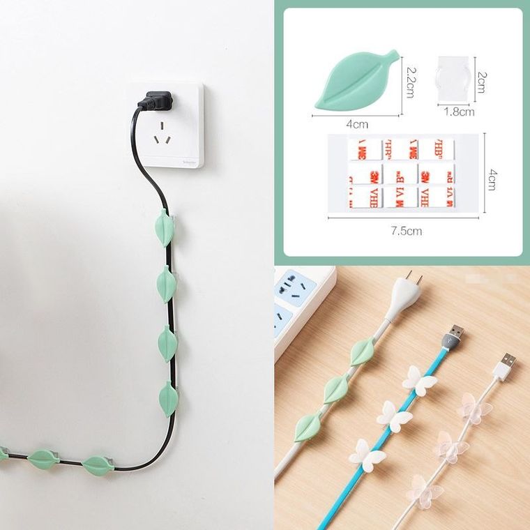 Ozdobny uchwyt na kabel, liść, 9 szt.