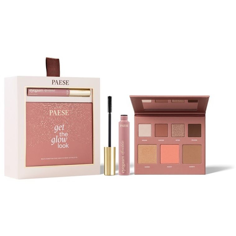 Paese, Double Glow Look, zestaw: wielozadaniowa paleta do makijażu, 16g + tusz do rzęs, 9 ml
