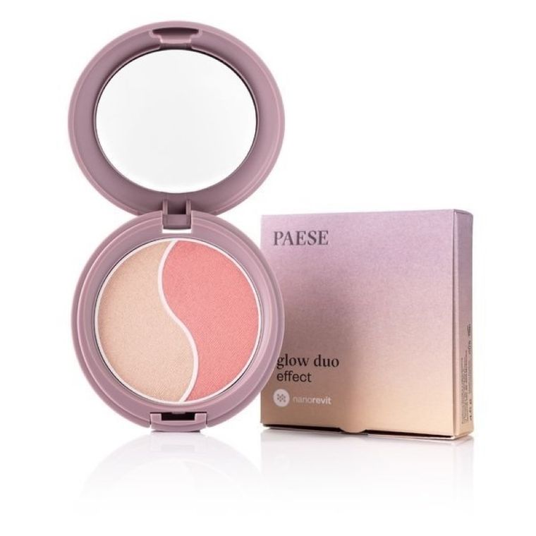 Paese, Nanorevit Glow Duo Effect, puder rozświetlający i róż do policzków, 100, 4.5g