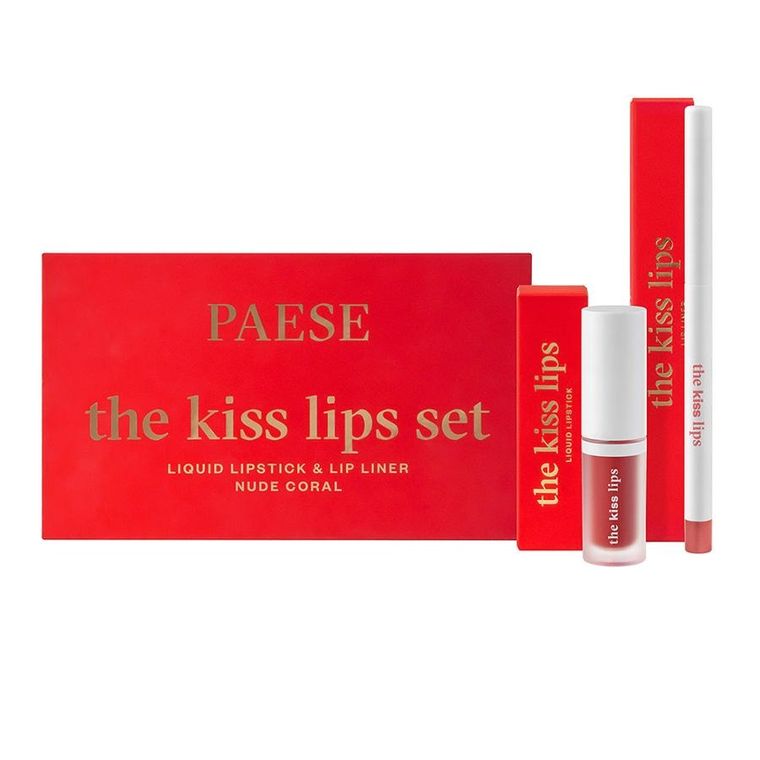 Paese, The Kiss Lips, zestaw: pomadka i konturówka, 02 Nude Coral