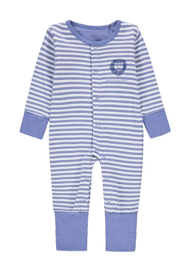 Pajac chłopięcy, bawełna organiczna, niebieski, paski, Bellybutton