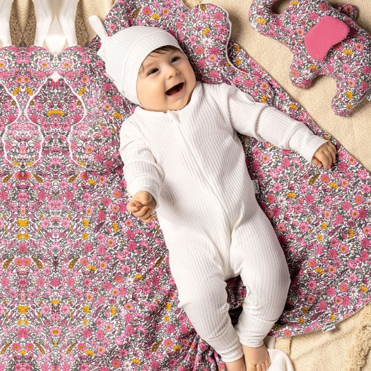 Pajac dziewczęcy, prążkowany, ecru, Nicol