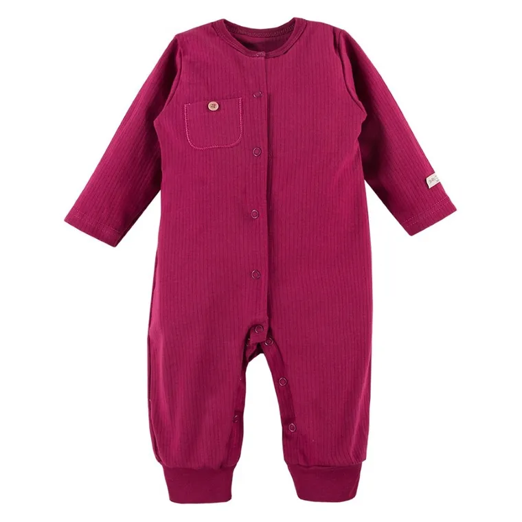 Pajac niemowlęcy, bordowy, kieszonka, Eevi