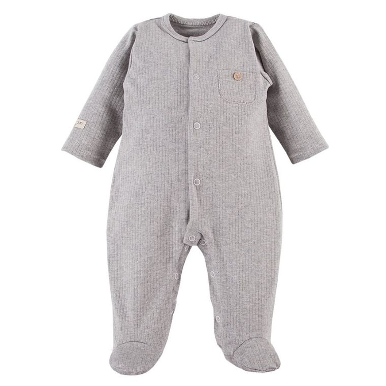 Pajac niemowlęcy, szary, kieszonka, Eevi