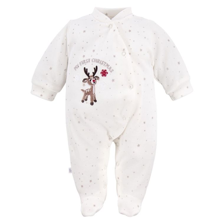 Pajac niemowlęcy, welurowy, ecru, Eevi