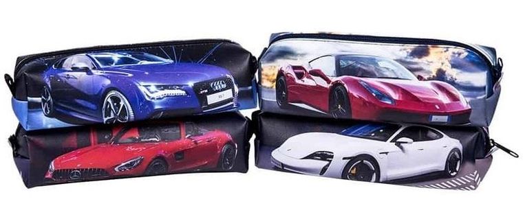 Pajacyk, piórnik jednokomorowy, samochody