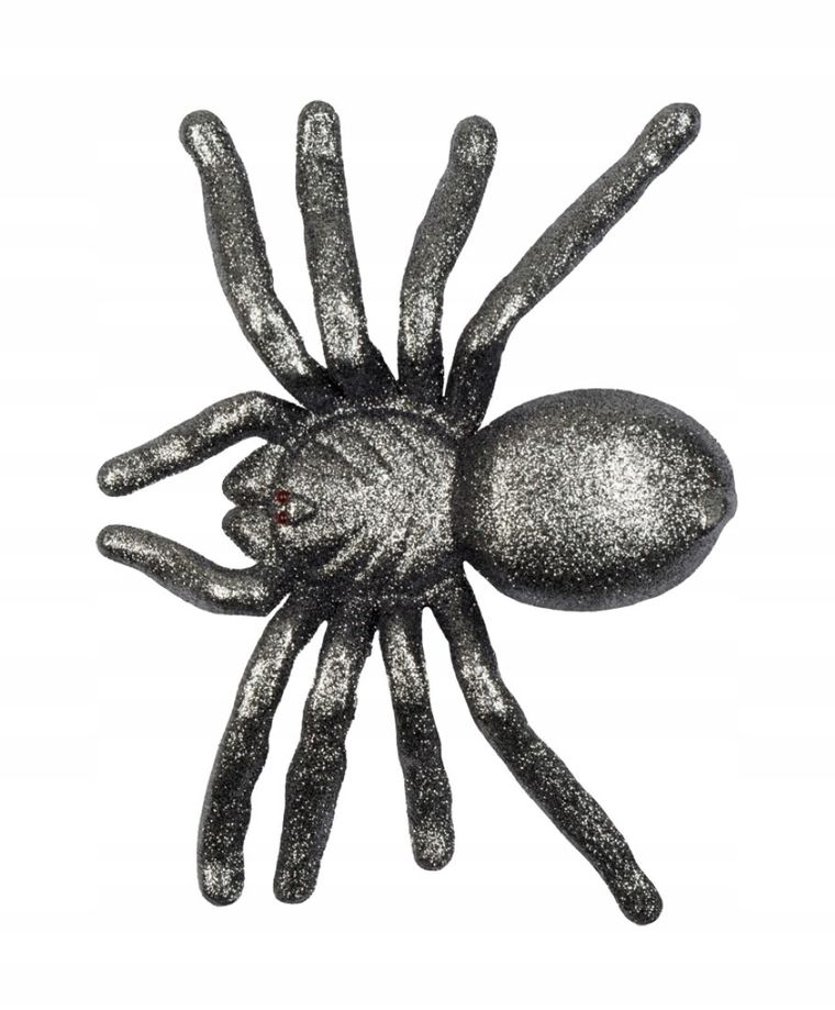 Pająki duże, brokatowe, szary, 16-20 cm