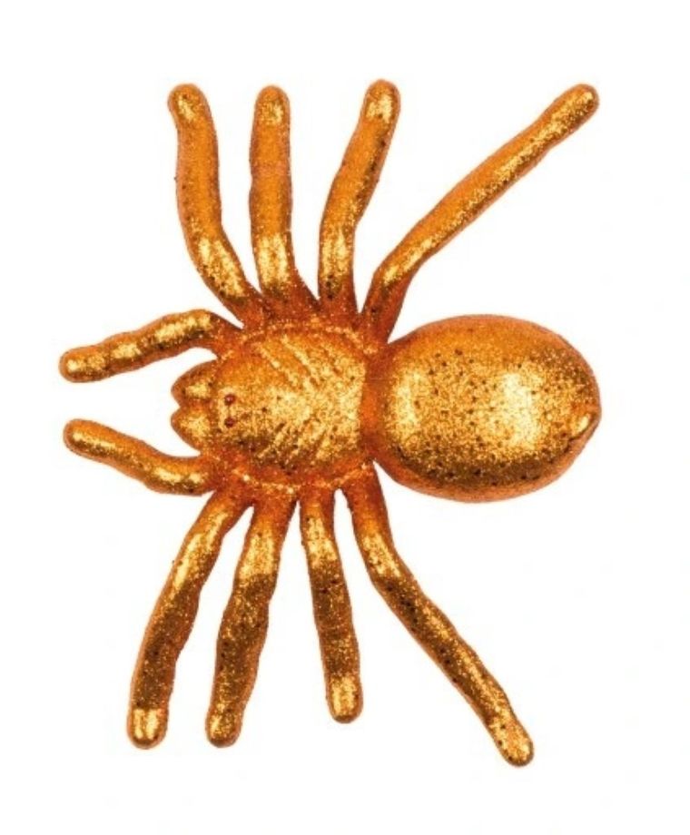 Pająki duże, brokatowe, złoty, 16-20 cm