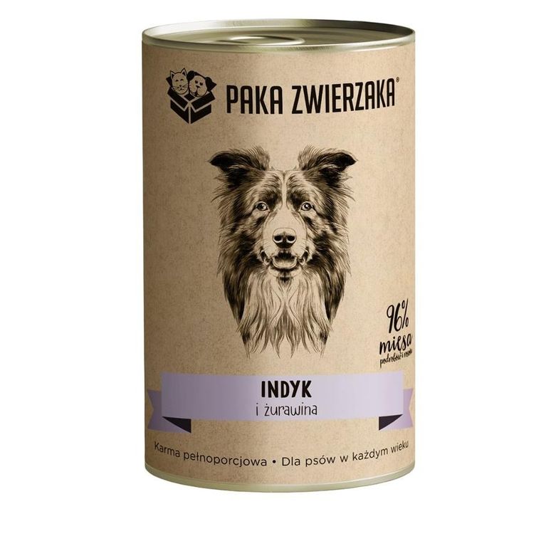 Paka Zwierzaka, indyk i żurawina, mokra karma dla psów, 400g