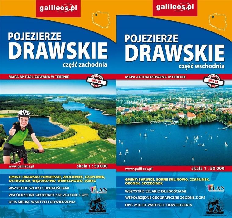 Pakiet: Pojezierze Drawskie. Część zachodnia + część wschodnia. Mapa turystyczna 1:50 000