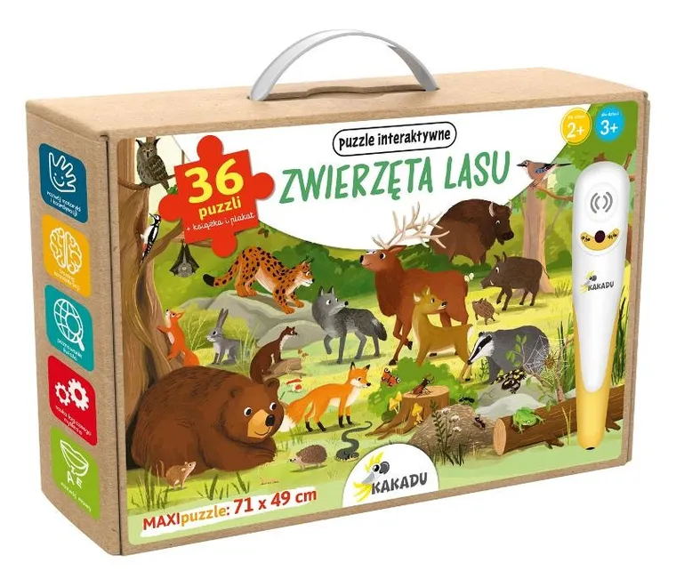 Pakiet: Zwierzęta lasu + Puzzle interaktywne. Kakadu