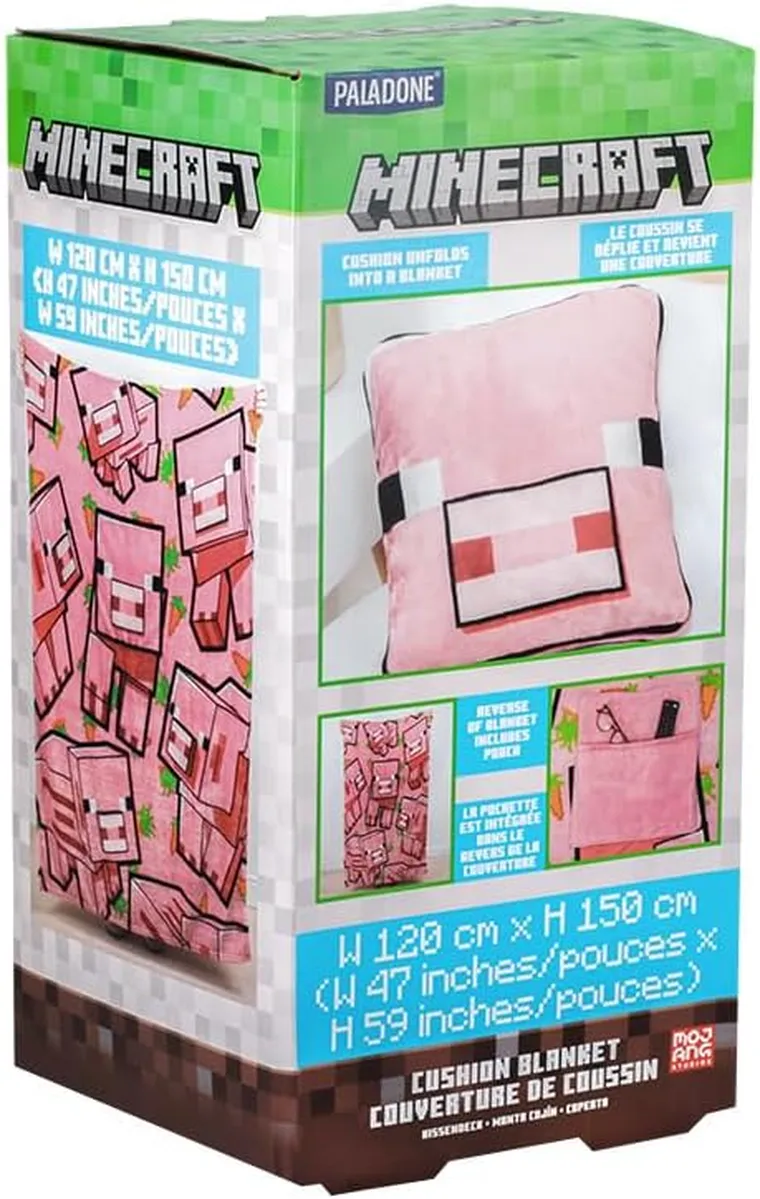 Paladone, Minecraft, koc z poduszką, Pig, 120-150 cm