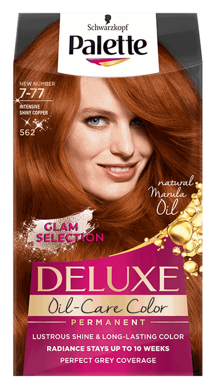 Palette, Deluxe, farba permanentna do włosów, intensywna lśniąca miedź nr 562