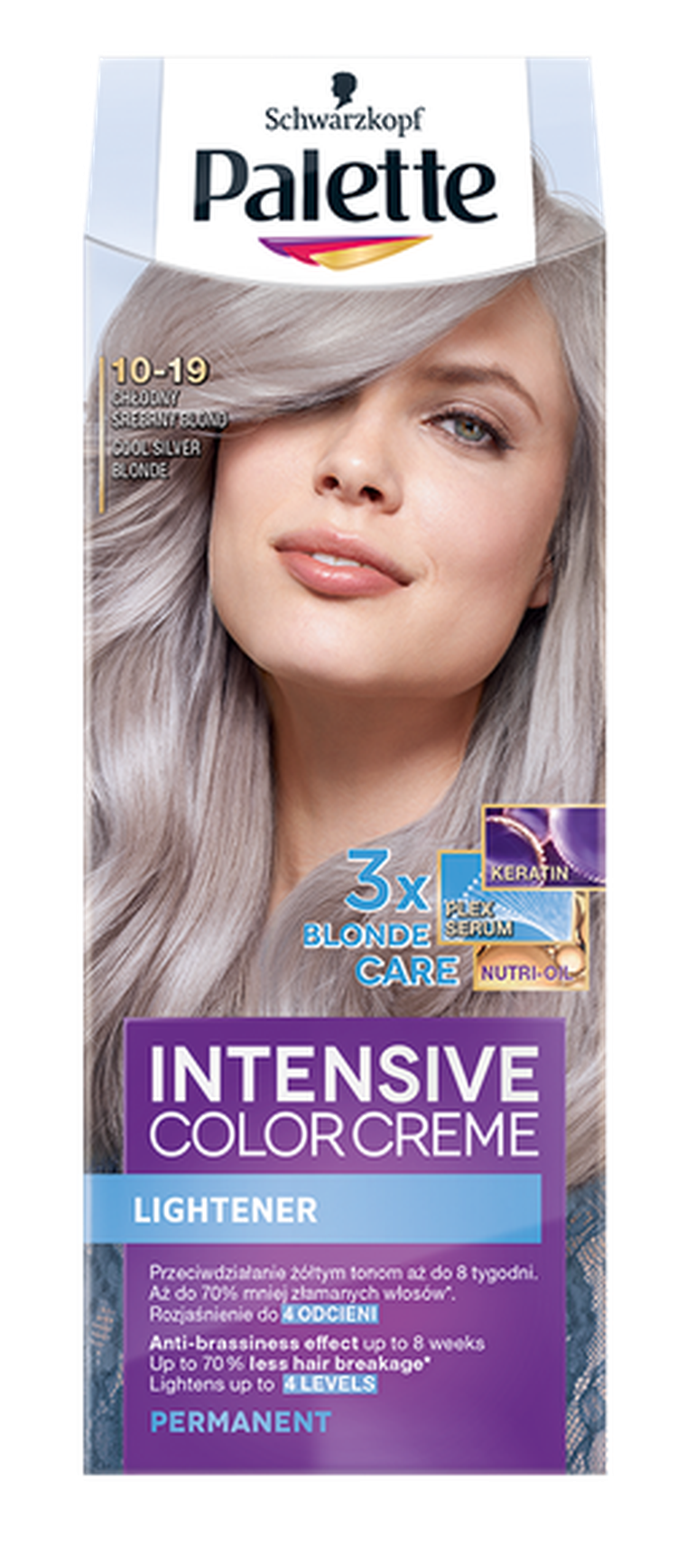 Palette, Intensive Color Creme, krem koloryzujący, nr 10-19, chłodny srebrny blond