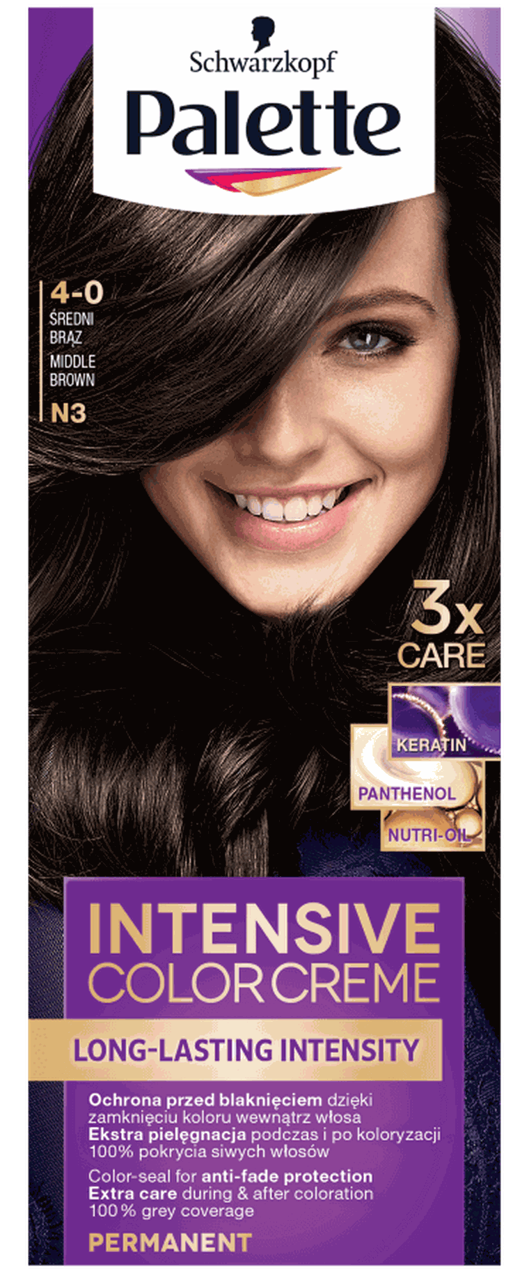 Palette, Intensive Color Creme, krem koloryzujący, średni brąz nr N3