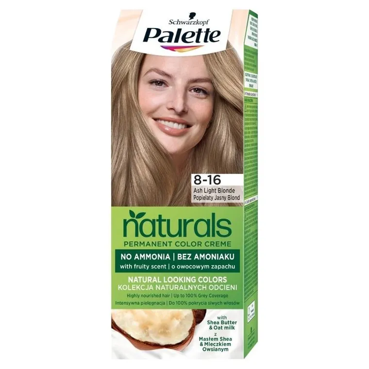 Palette, Naturals Permanent Color Creme, farba do włosów, nr 8-16, popielaty jasny blond