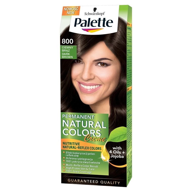 Palette, Permanent Natural Colors, krem koloryzujący, ciemny brąz nr 800