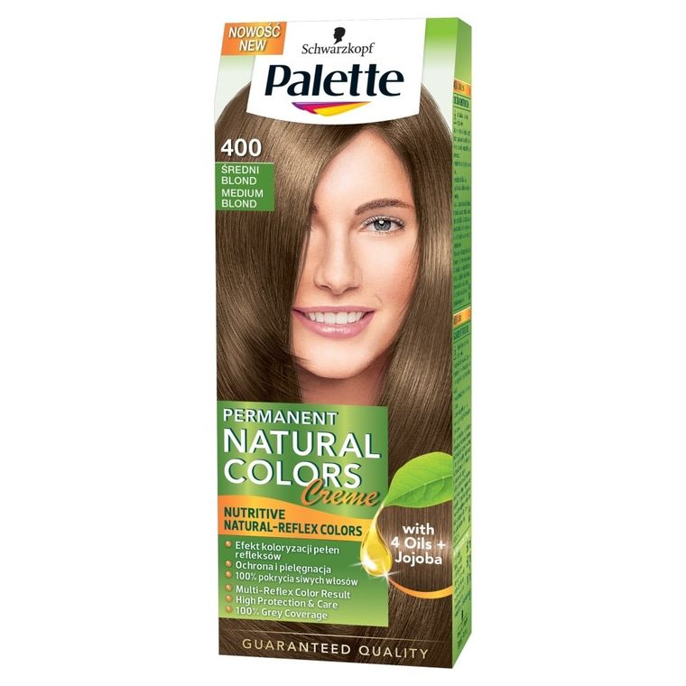 Palette, Permanent Natural Colors, krem koloryzujący, średni blond nr 400