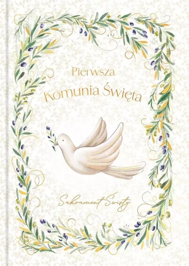 Pamiątka Komunijna. Gołąb w oliwkach