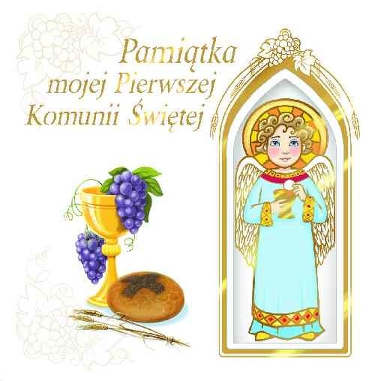 Pamiątka mojej Pierwszej Komunii Świętej z aniołkiem