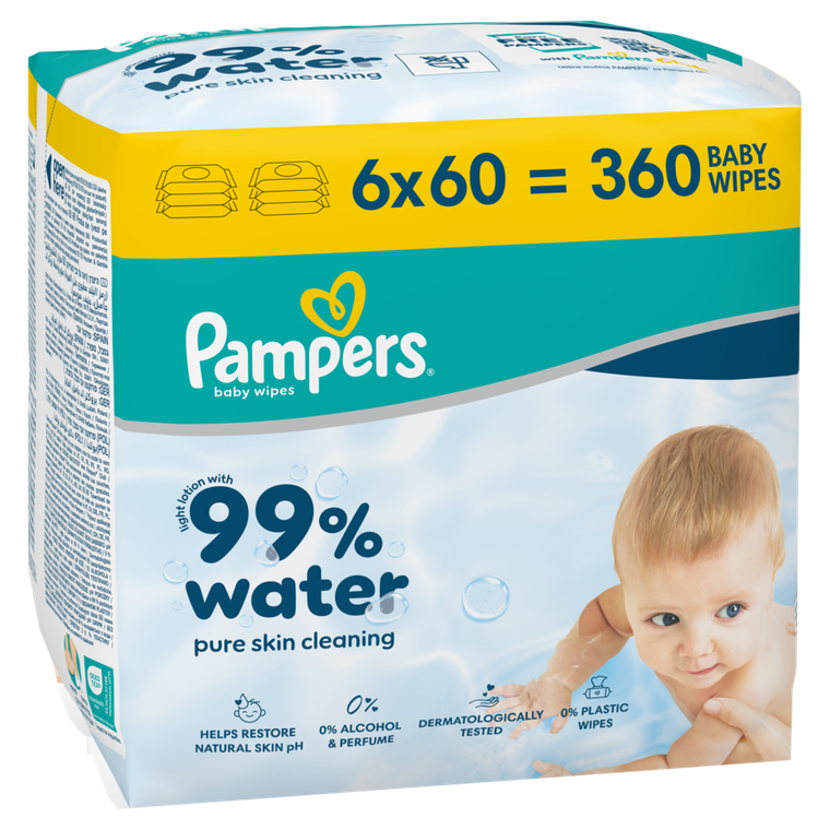 Pampers, 99% Water, chusteczki nawilżane dla dzieci, 6-60 szt.
