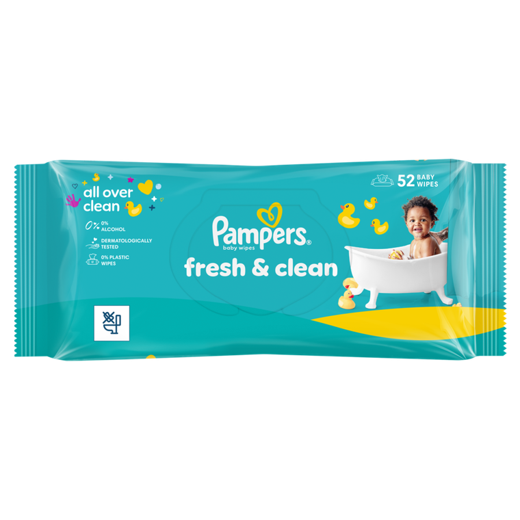 Pampers, Fresh Clean, chusteczki nawilżane dla dzieci, 1-52 szt.