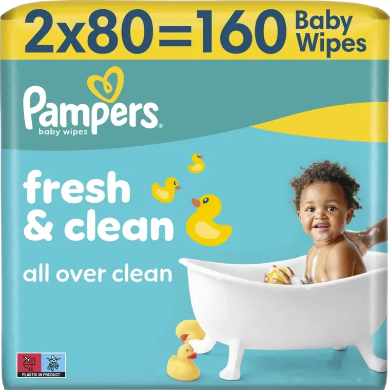 Pampers, Fresh Clean, chusteczki nawilżane dla dzieci, 2-80 szt.