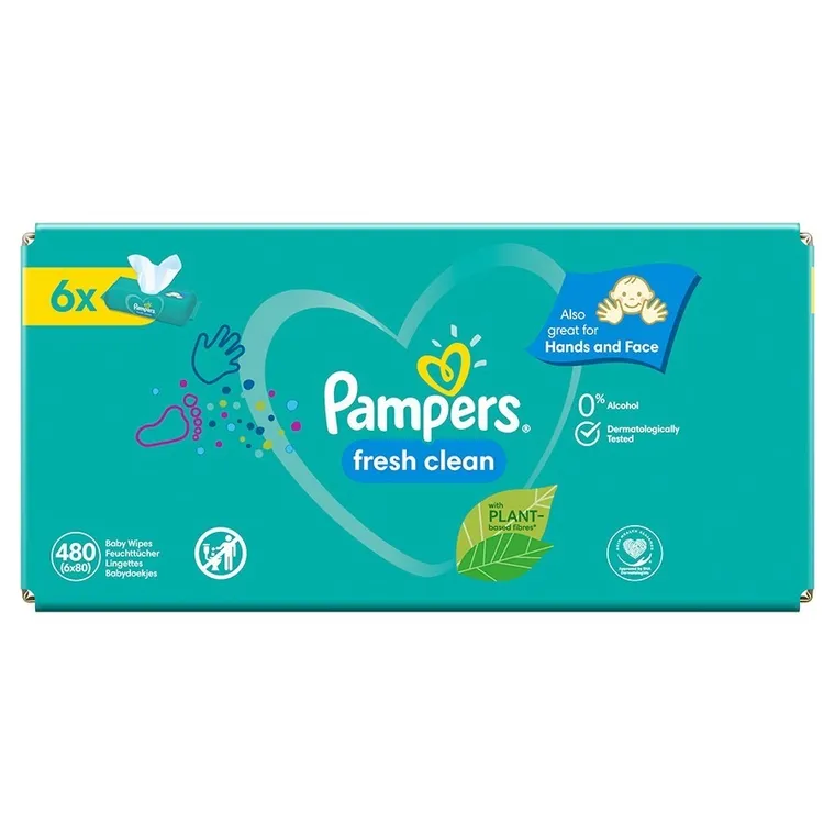 Pampers, Fresh Clean, chusteczki nawilżane dla niemowląt, 6-80 szt.