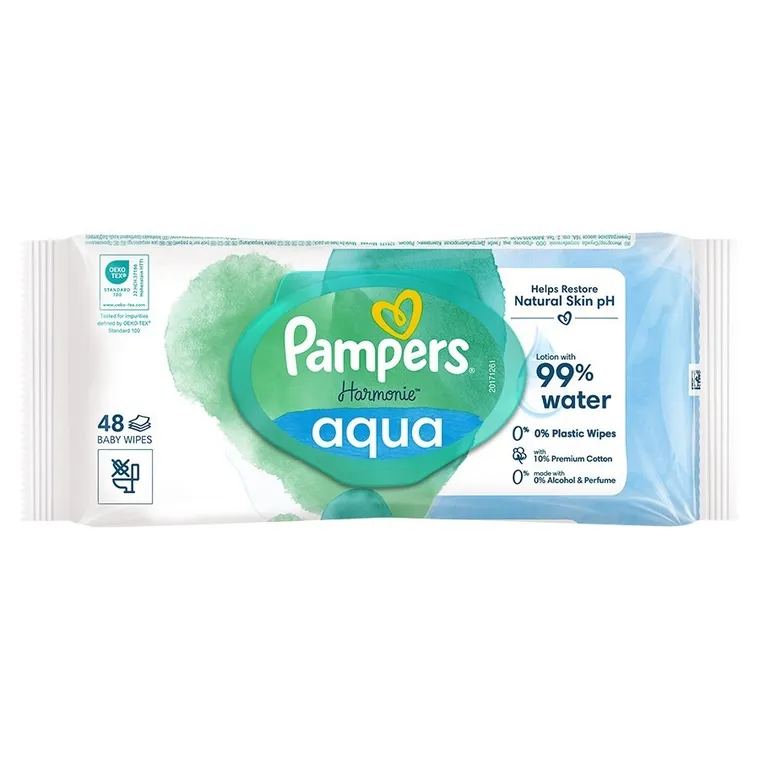 Pampers, Harmonie, Aqua, chusteczki nawilżane, 48 szt.