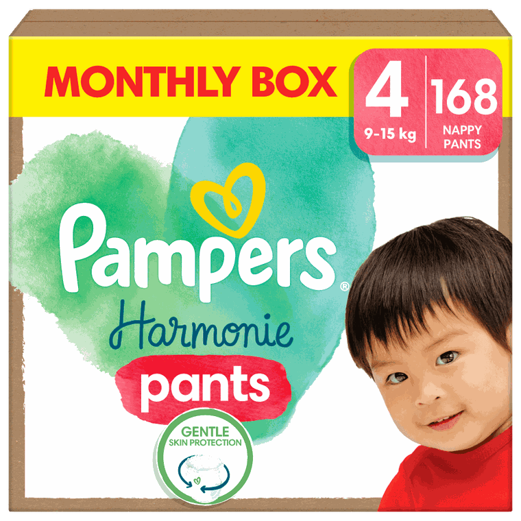 Pampers, Harmonie Baby, pieluchomajtki, rozmiar 4, 9-15 kg, 168 szt.
