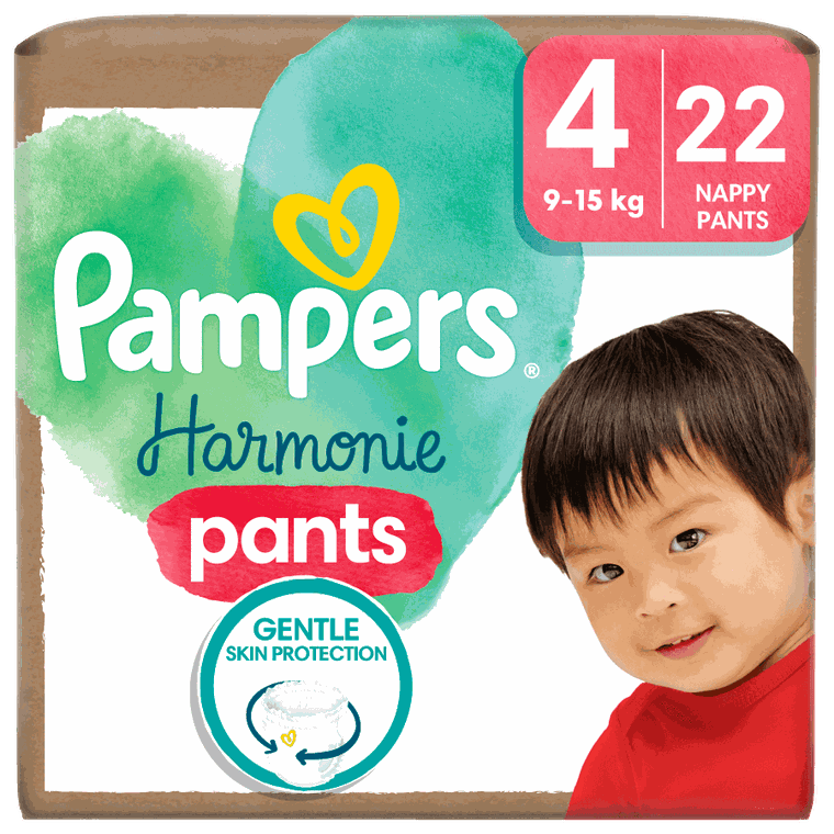 Pampers, Harmonie Baby, pieluchomajtki, rozmiar 4, 9-15 kg, 22 szt.