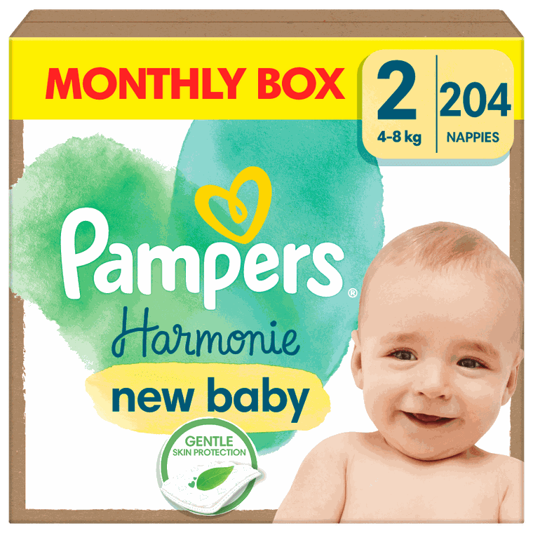 Pampers, Harmonie Baby, pieluchy jednorazowe, rozmiar 2, 4-8 kg, 204 szt.