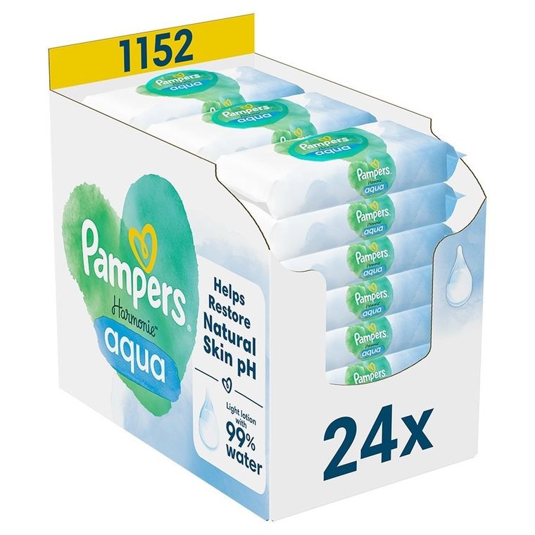 Pampers, Harmonie, Plastic-free, chusteczki nawilżane, 24-48 szt.