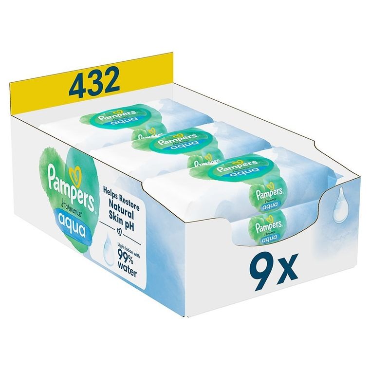 Pampers, Harmonie, Plastic-free, chusteczki nawilżane, 9-48 szt.