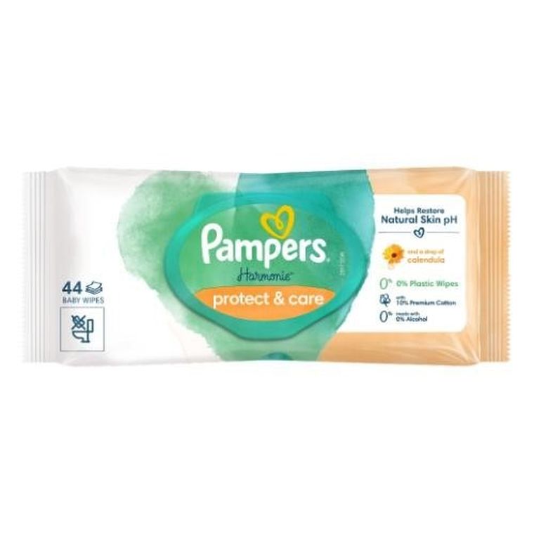 Pampers, Harmonie Protect & Care, chusteczki nawilżane dla dzieci, 44 szt.