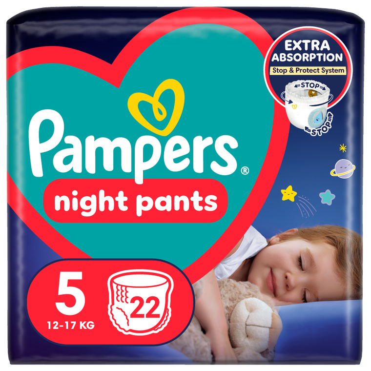 Pampers, Night Pants, pieluchomajtki, rozmiar 5, 12-17 kg, 22 szt.