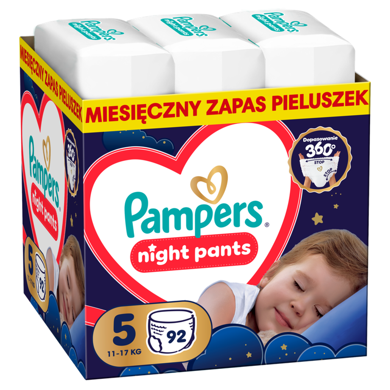 Pampers, Night, pieluchomajtki, rozmiar 5, 11-17kg, 92 szt.