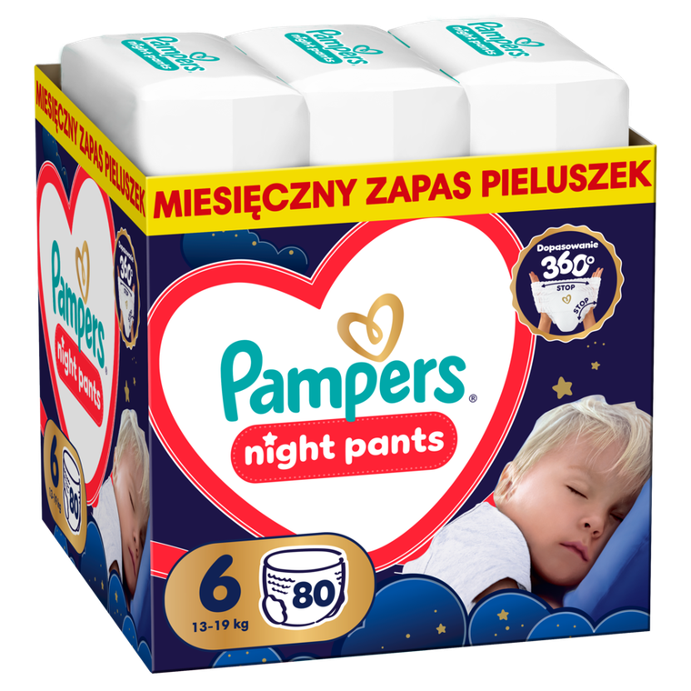 Pampers, Night, pieluchomajtki, rozmiar 6, 13-19kg, 80 szt.