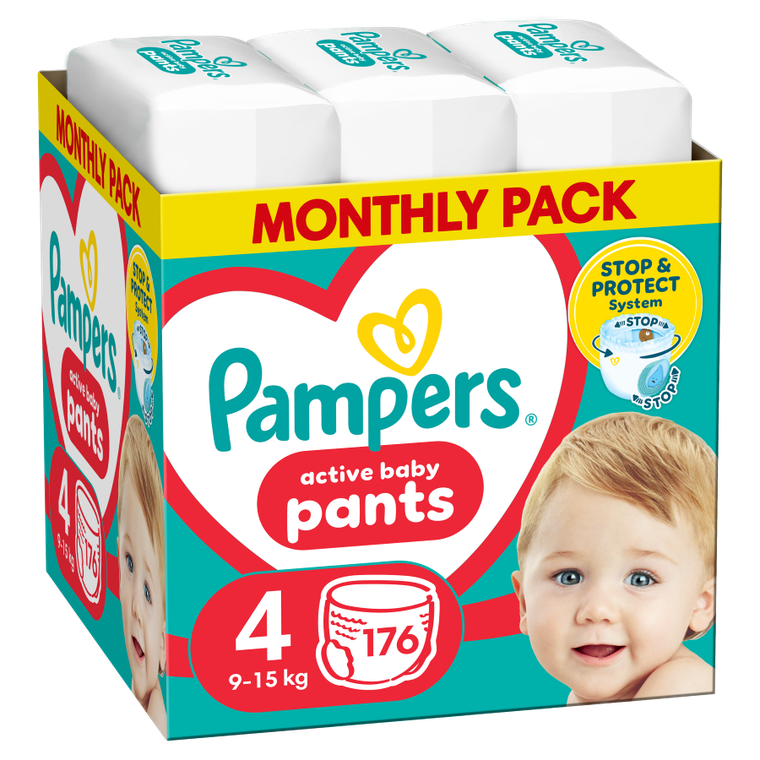 Pampers, Pants, pieluchomajtki, rozmiar 4, 9-15 kg, 176 szt.