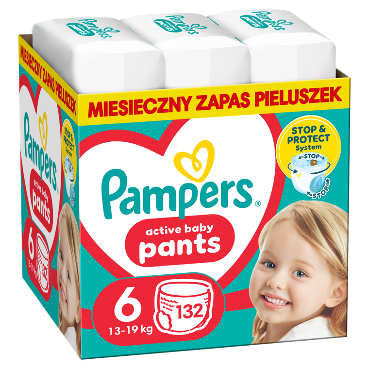 Pampers, Pants, pieluchomajtki, rozmiar 6, 13-19 kg, 132 szt.