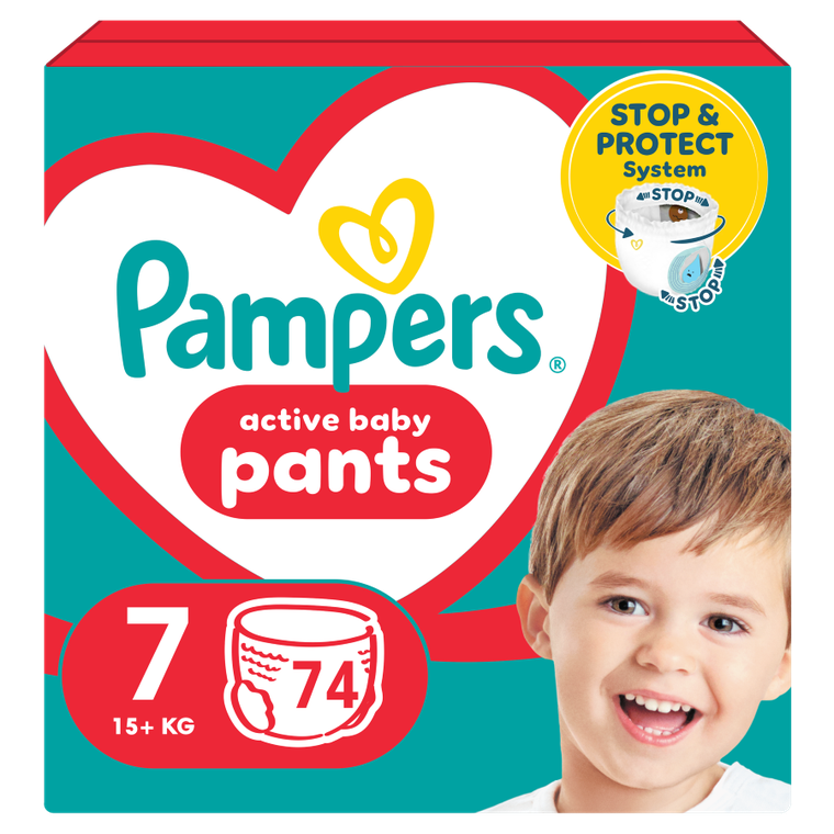 Pampers, Pants, pieluchomajtki, rozmiar 7, 15+ kg, 74 szt.