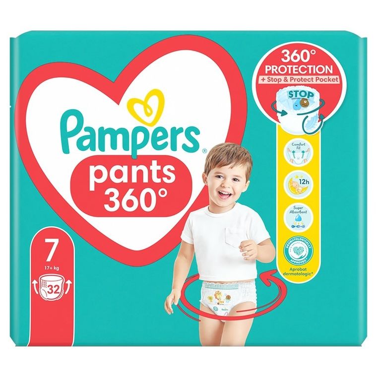 Pampers, Pants, pieluchomajtki, rozmiar 7, 17 kg, 32 szt.