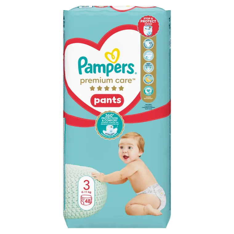 Pampers, Premium Care, pieluchomajtki, rozmiar 3, 6-11 kg, 48 szt.