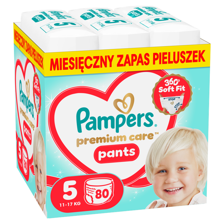 Pampers, Premium Care, pieluchomajtki, rozmiar 5, 11-17kg, 80 szt.