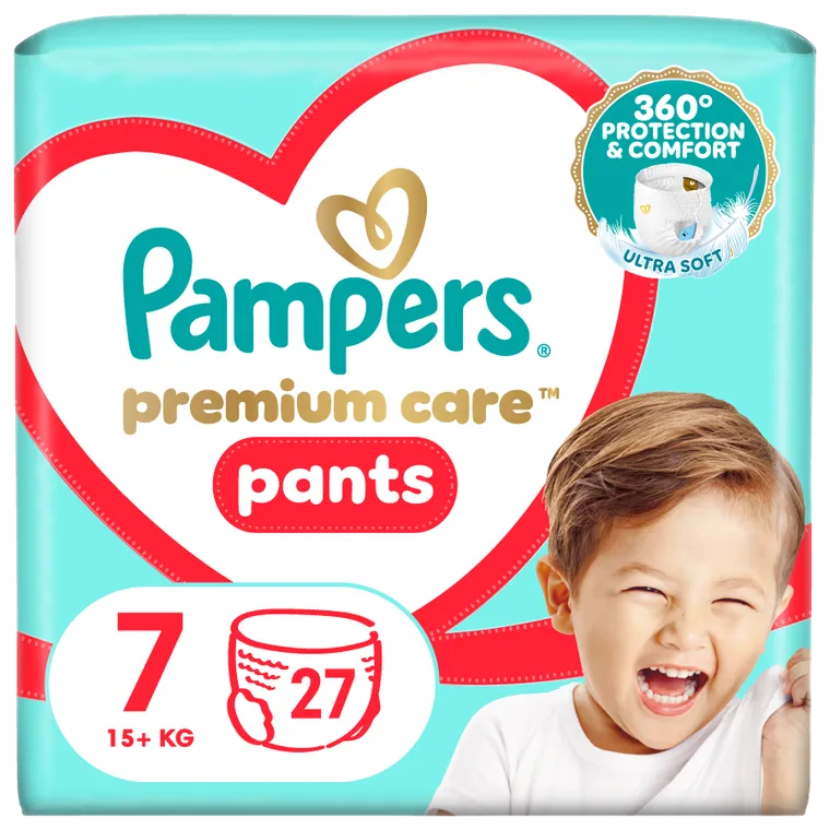 Pampers, Premium Care, pieluchomajtki, rozmiar 7, 15 kg+, 27 szt.