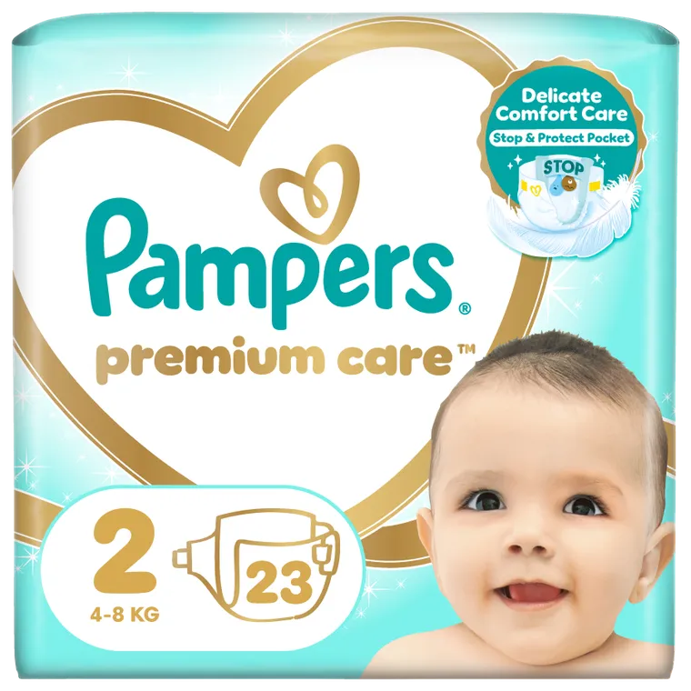 Pampers, Premium Care, pieluchy jednorazowe, rozmiar 2, 4-8 kg, 23 szt.