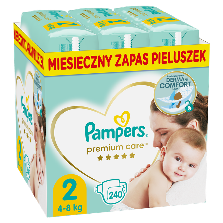 Pampers, Premium Care, pieluchy jednorazowe, rozmiar 2, 4-8 kg, 240 szt.